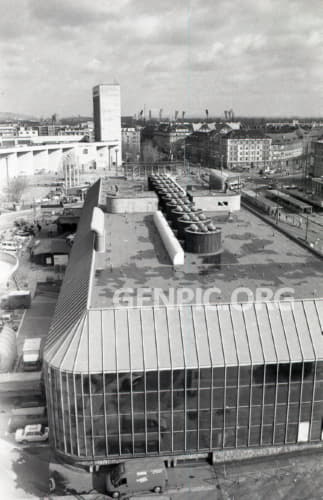 View of the city. Marketplace Nova trznica and Istropolis (House of Trade Unions).