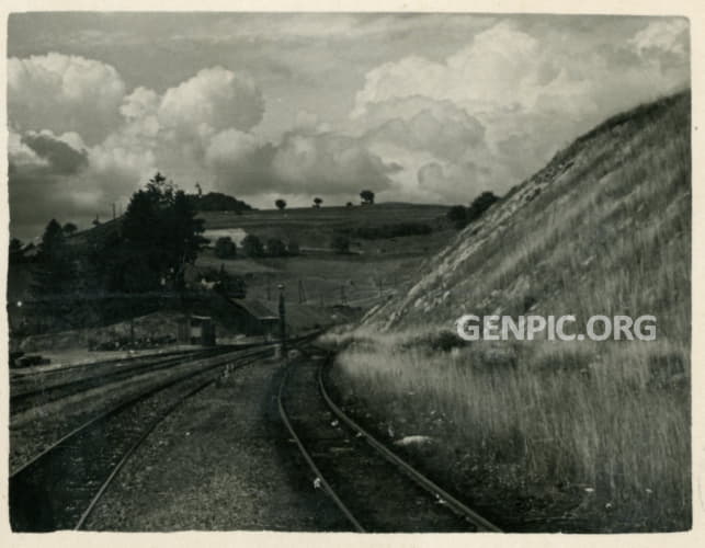 Surrounding landscape. Railway track.