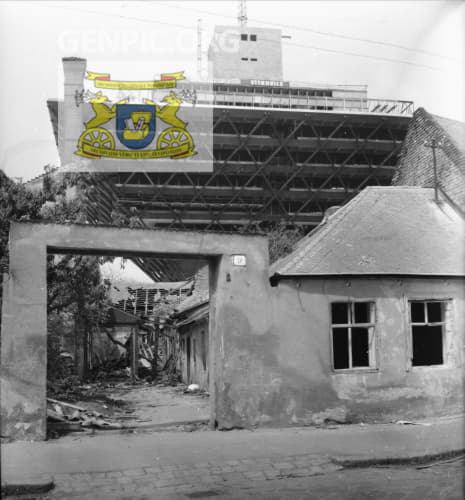 Slovak Radio (Slovensky rozhlas) – Construction of a new building. In the foreground are the ruins of the original house.