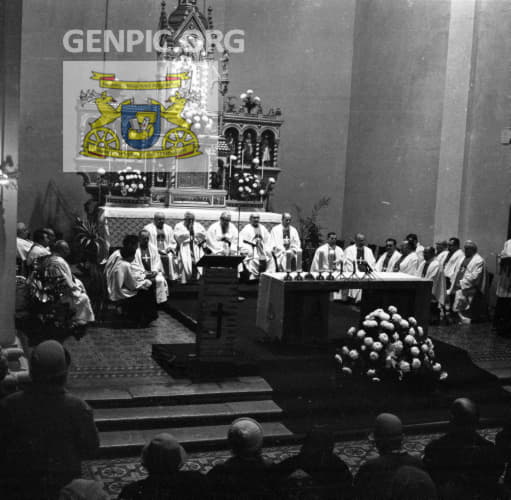 Priests during Mass in the Church of the Assumption (in Blumental).