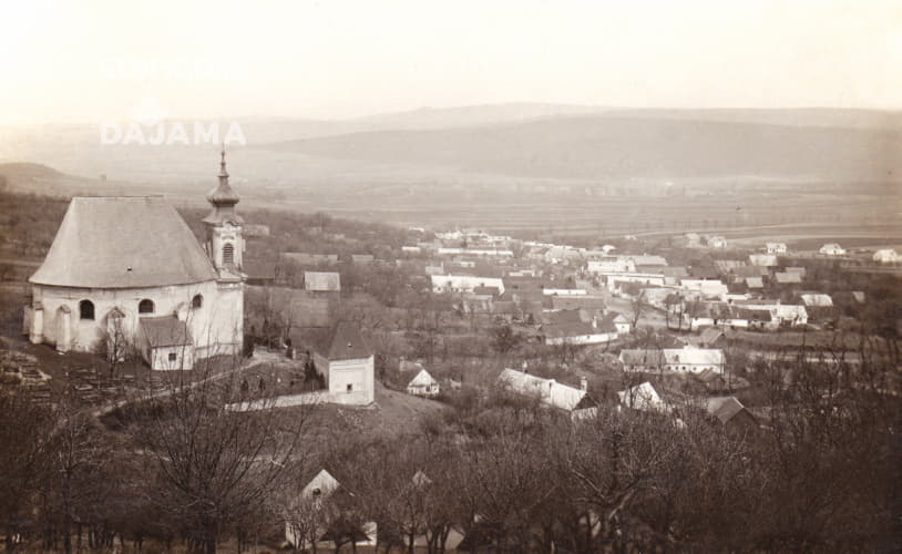 Panorama of the city district Dubravka. Sts. Cosmas and Damian Roman Catholic Church.