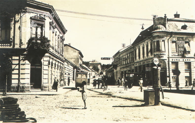 Petrol pump on Namestie hrdinov Square.