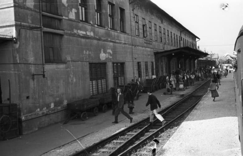 Railway station.