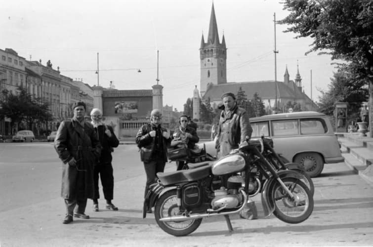 Motorcyclists in the city centre.