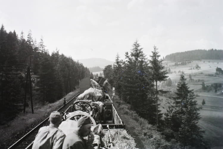 A train with military equipment near the Czech border.