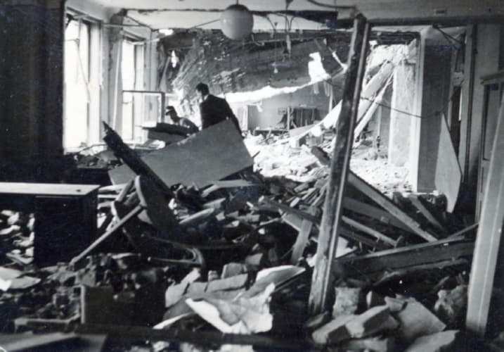 Post Office. Building damaged by bombing on June 26, 1941.