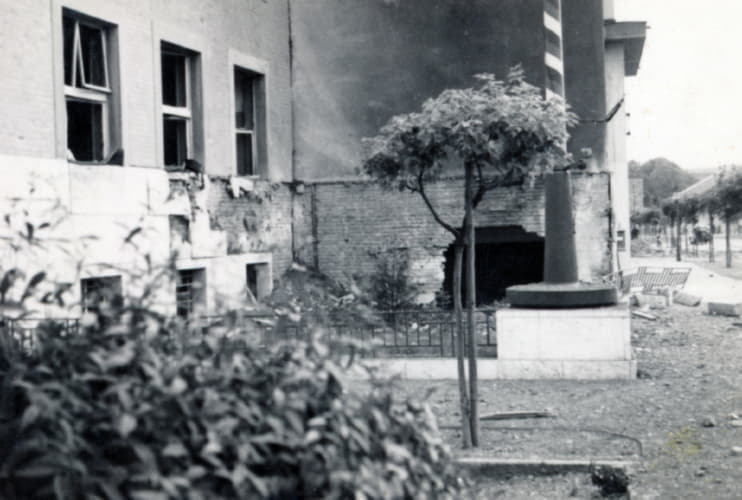 Post Office. Building damaged by bombing on June 26, 1941.