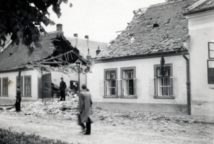 Building damaged by bombing on June 26, 1941.