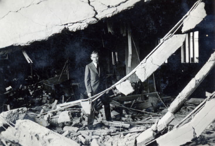 Post Office. Building damaged by bombing on June 26, 1941.