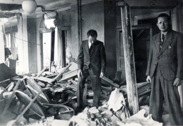 Post Office. Building damaged by bombing on June 26, 1941.