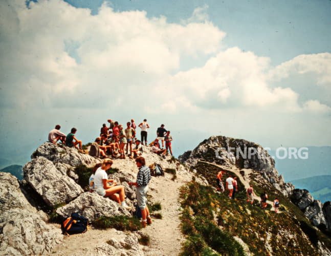 Tourists at the top of Velky Rozsutec hill.