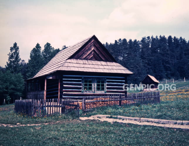 Open-air museum - traditional Ruthenian (Rusyn) wooden house.