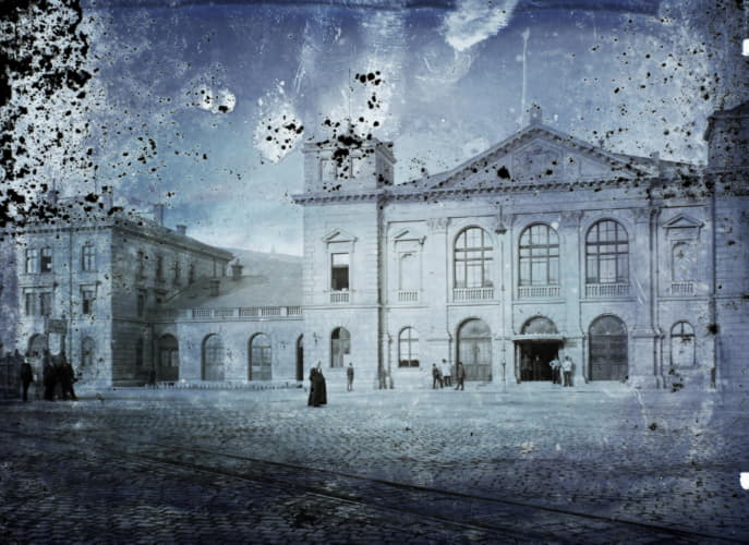 Railway station.