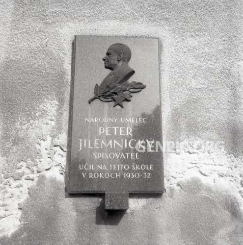 Peter Jilemnicky - Commemorative plaque of the communist writer. Location: St. Vojtech Seminary - Adalbertinum.