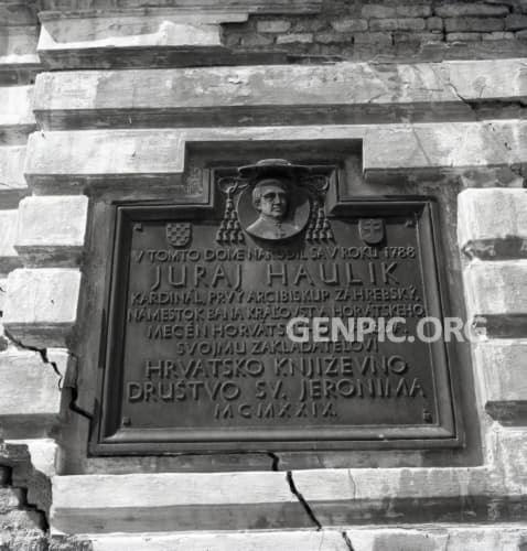 Juraj Haulík - Commemorative plaque of a high church leader.