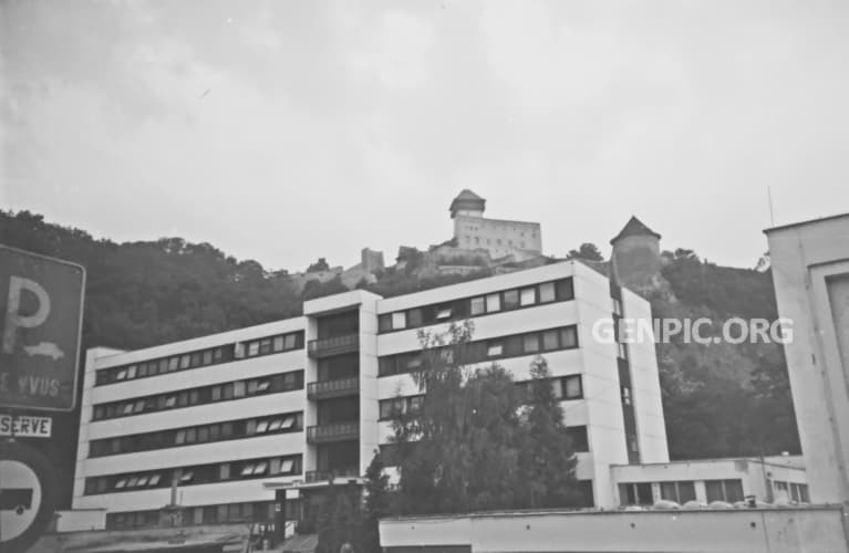 Headquarters of the sports club Dukla Trencin and Trencin Castle.